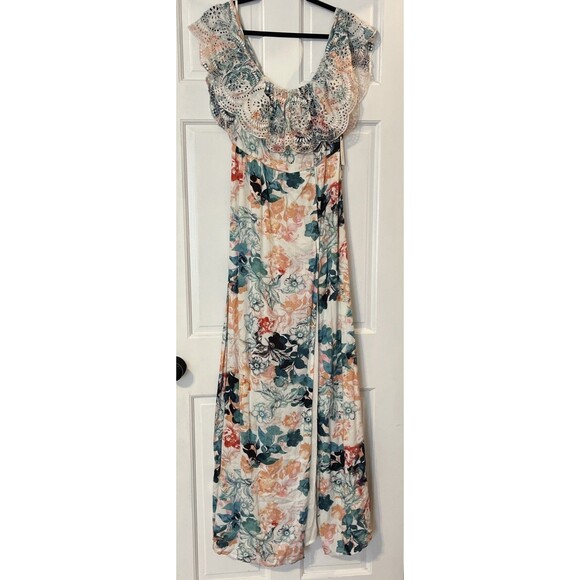 Lovers Friends Revolve Anemone Maxi Dress Medium Floral Off Shoulder Preppy Boho - Picture 2 of 11